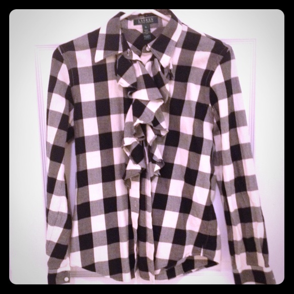 Ruffled plaid shirt