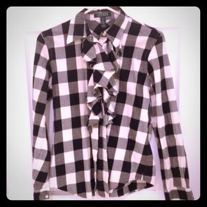 Ruffled plaid shirt
