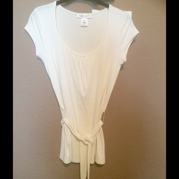 ***SALE*** WHBM Ivory Cap Sleeve Belted Tee