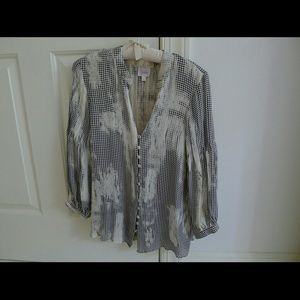 PARKER Silk hip style tunic houndstooth long top