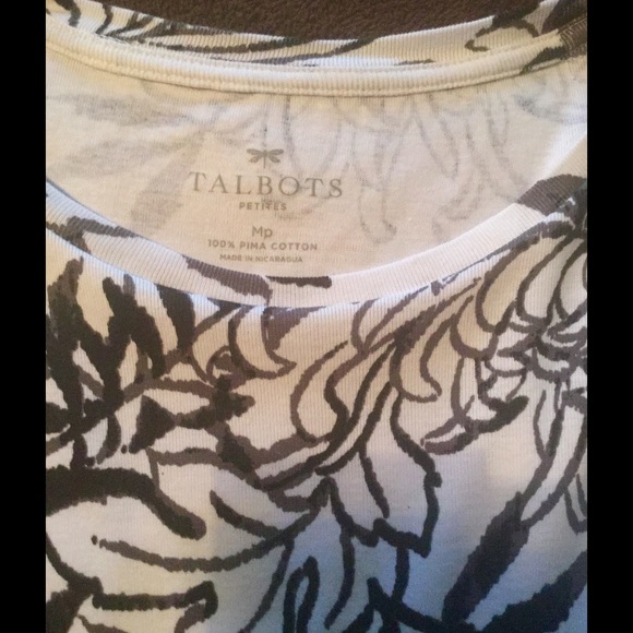 TALBOTS  Black/White Tee.  Size - Medium Petite - Picture 3 of 3