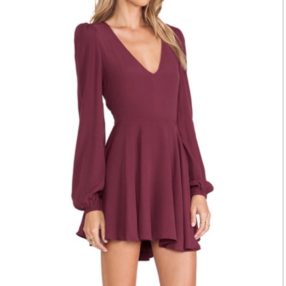 Wine Burgundy Pleaded Dress