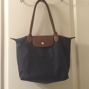 Navy Blue Longchamp Le Pliage Medium Tote