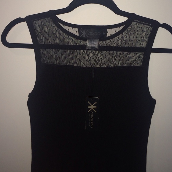 Black knit dress with lace