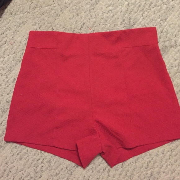 red high waisted shorts