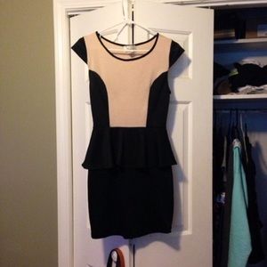 Beige and Black Cocktail Dress