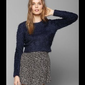 Black cropped fuzzy sweater