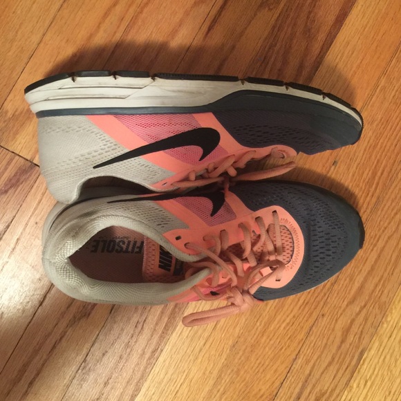 Coral and Grey Nike Pegasis Shoes