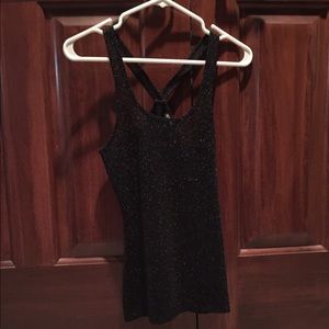 Express Black Sparkly criss cross back tank