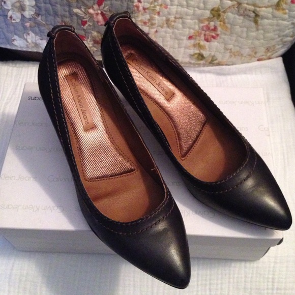 Calvin Klein Shoes - Calvin Klein brown leather heels