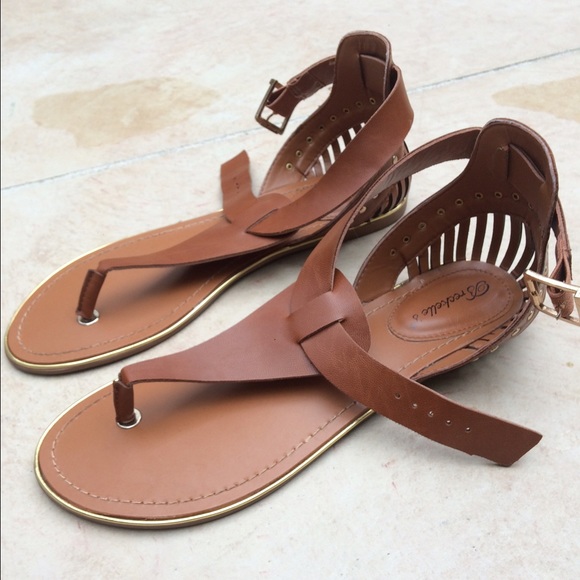 Brown Strappy Thong Sandals