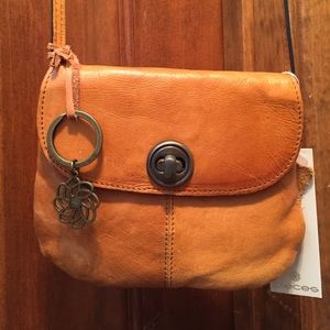 LEATHER cognac satchel