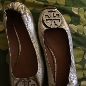 Metallic Tory Burch Flats