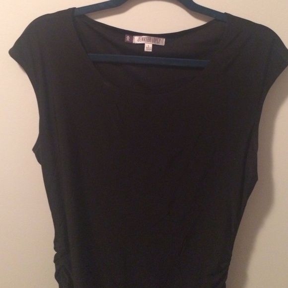 Black  dress with gathered zipper detail