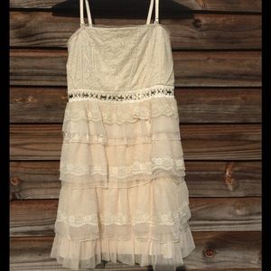 VINTAGE Inspired Ruffled Dress w/ Beaded Waistline