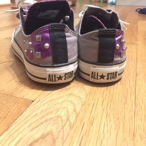 Gray and Purple Double- Tongued Studded Converse