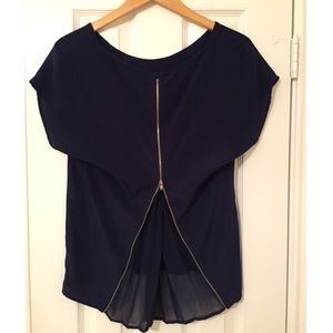 Navy top with zipper back