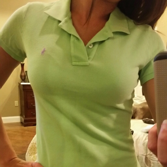 ---SOLD--Lime and purple Ralph Lauren collared top