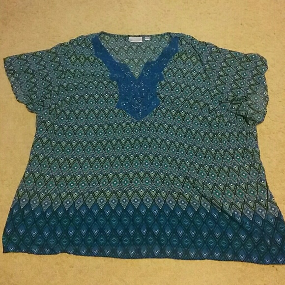 Blue and green top