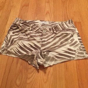 Express print denim cutoff shorts, Sz 00