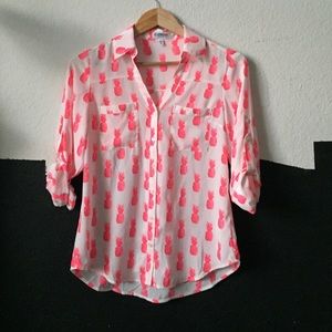 Express colorful pineapple portofino blouse