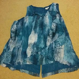 Sleeveless blue asymmetrical shirt