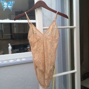 Beige american apparel lace body suit