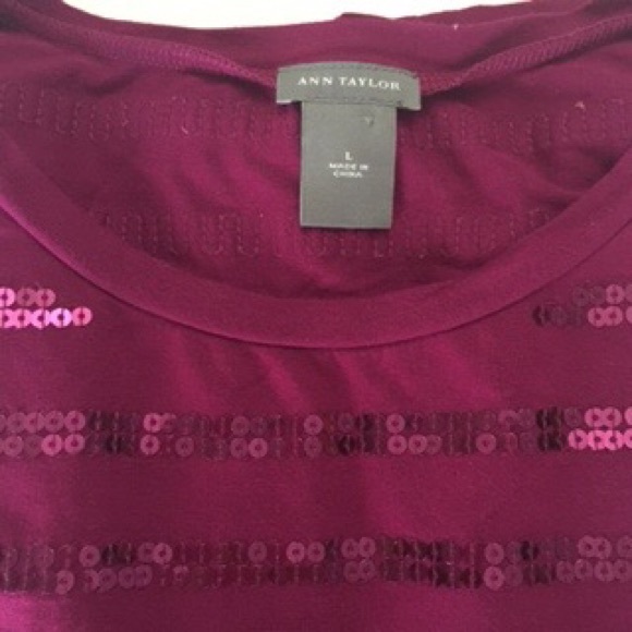 ANN TAYLOR Sequin  Stripe Tee - Picture 4 of 4