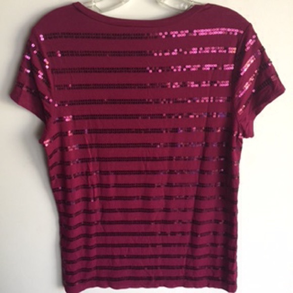 ANN TAYLOR Sequin  Stripe Tee - Picture 3 of 4