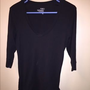 Black V-Neck 3/4 Sleeve Top