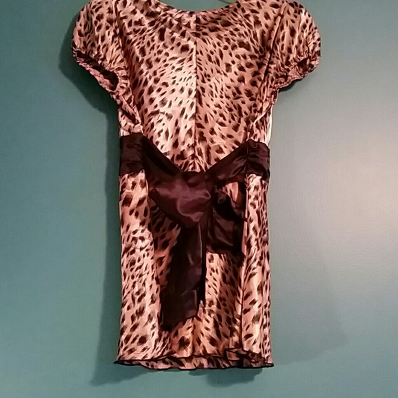 Satin Leopard Babydoll Top - Picture 2 of 2