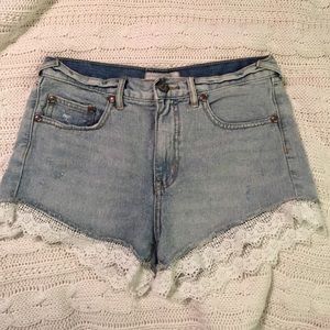 High waisted denim shorts