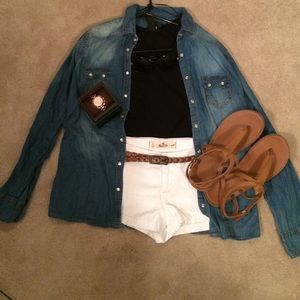 Denim long sleeve top.
