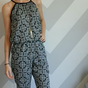 Black and white damask jumpsuit