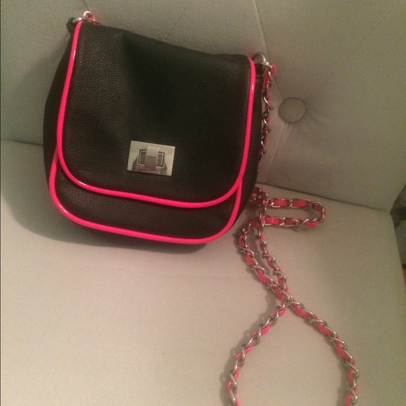 Hot pink and black small clutch hipster purse