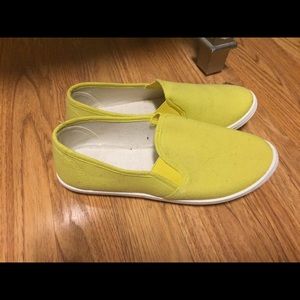 Neon yellow sneaker style flat