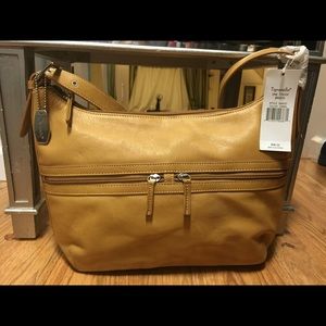 Genuine leather mustard Colored large hand bag