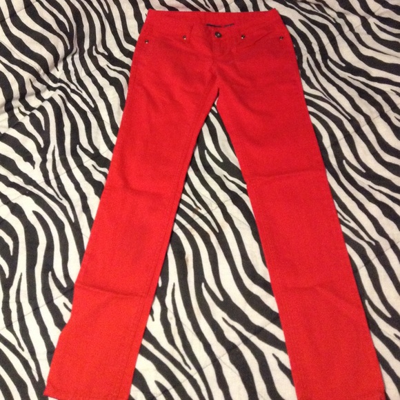Red skinny jeans