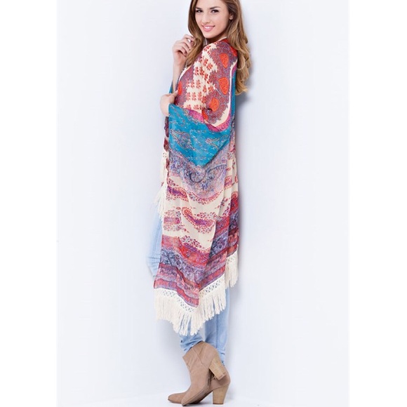 LOWEST Gypsy Queen Printed Kimono Duster Cardigan - Picture 2 of 3