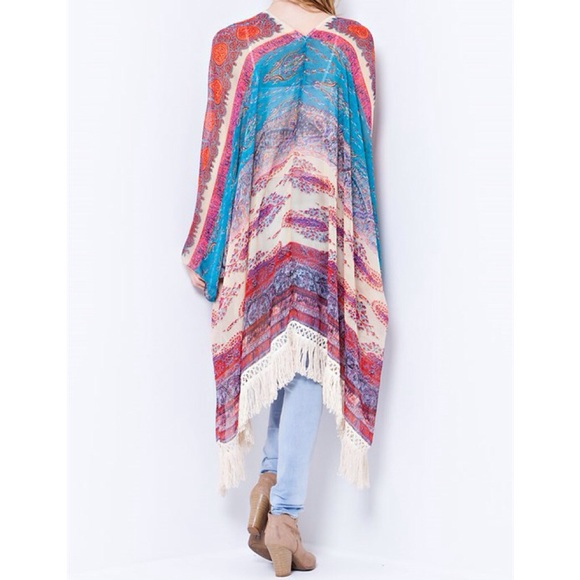 LOWEST Gypsy Queen Printed Kimono Duster Cardigan - Picture 3 of 3