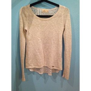 ✨ON SALE✨White Hollister Sweater with Lace Inset