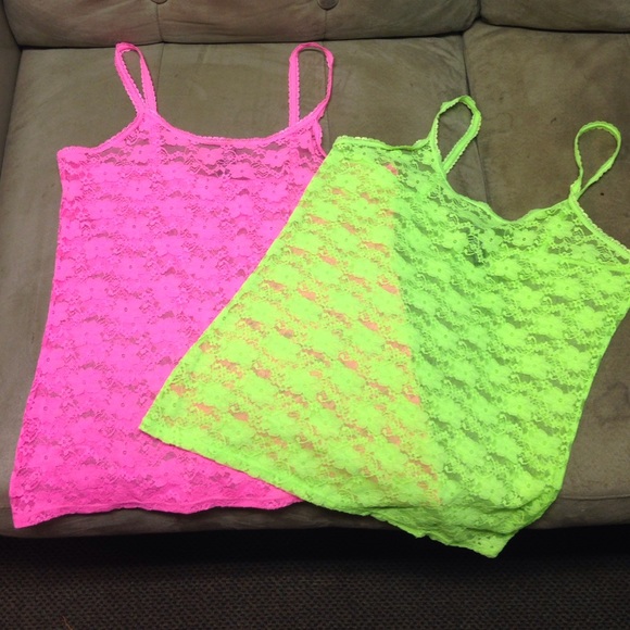 Two neon tank tops