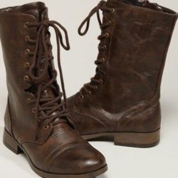 Brown combat boots