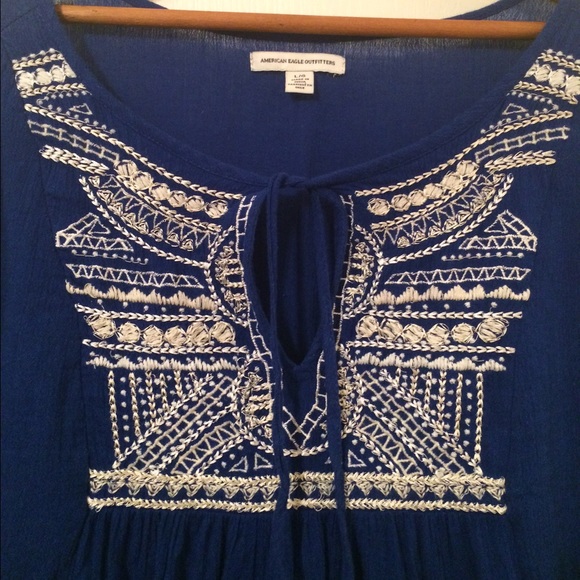 Royal Blue Peasant Top • American Eagle