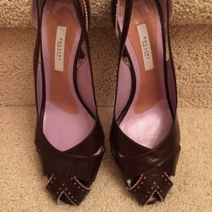 POLLINI SPECTATOR PEEP TOE HEEL NWOT Sz.37 1/2