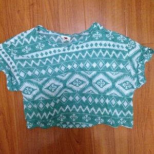 Green Aztec crop top