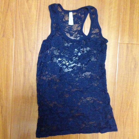 Blue lace tank top