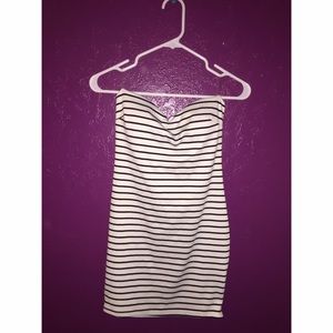 Black and White Striped Tube Dress