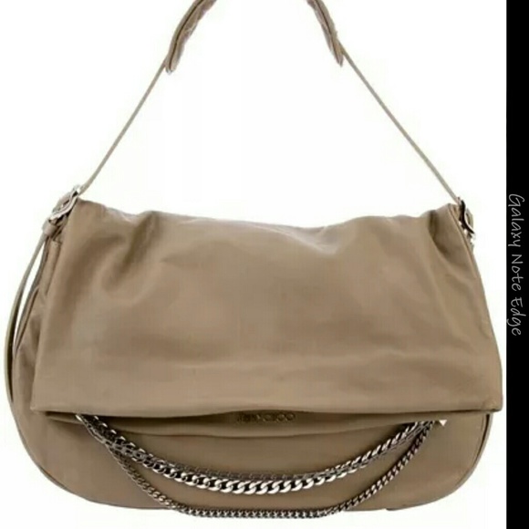 $1795 NEW JIMMY CHOO TAUPE LEATHER BIKER BAG - Picture 1 of 4