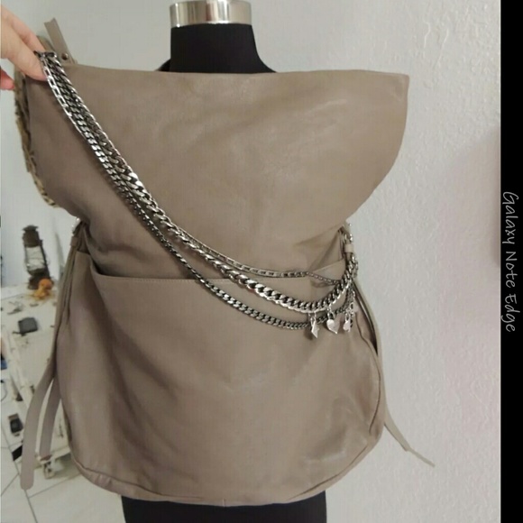 $1795 NEW JIMMY CHOO TAUPE LEATHER BIKER BAG - Picture 3 of 4